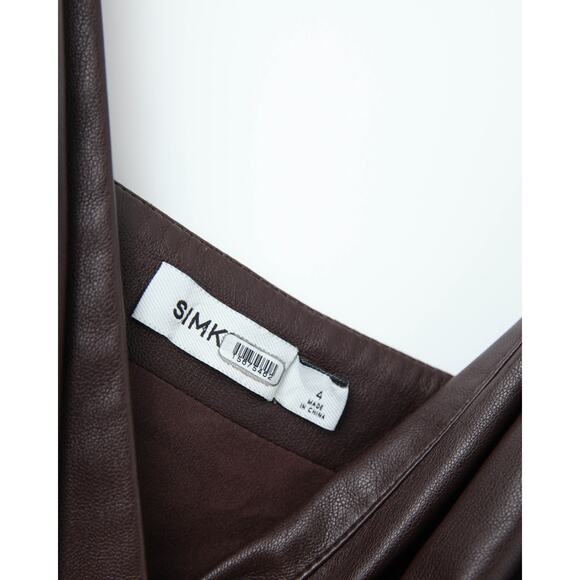 SIMKHAI Carkee Brown Faux Leather Fringe Dress Size 4 - Picture 8 of 9